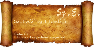 Szilvásy Elemér névjegykártya